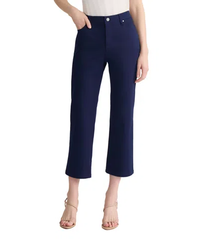 Jones New York Petite Lexington Straight-leg Cropped Pants In Blue