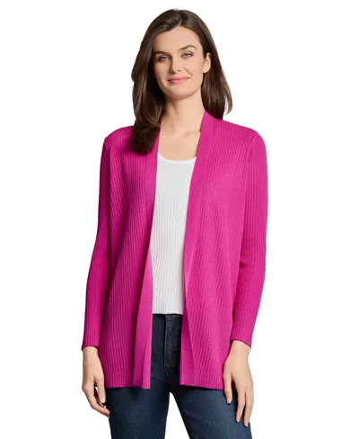 Jones New York Petite Long Sleeve Cardigan Sweater In Pink