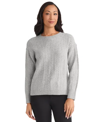 Jones New York Petite Long Sleeve Sweater In Gray