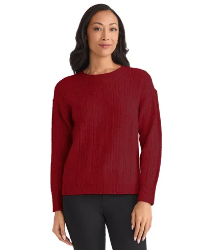 Jones New York Petite Long Sleeve Sweater In Red