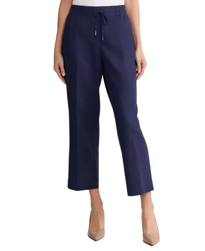 Jones New York Petite Mid Rise Welt Pocket Long Casual Pants In Blue