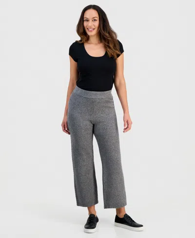 Jones New York Petite Mix Stitch Sweater Pants In Gray