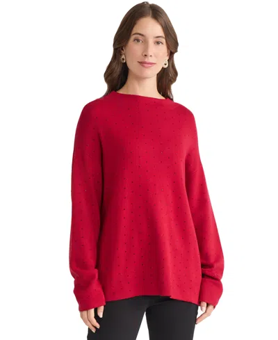 Jones New York Petite Mock Neck Sweater In Red