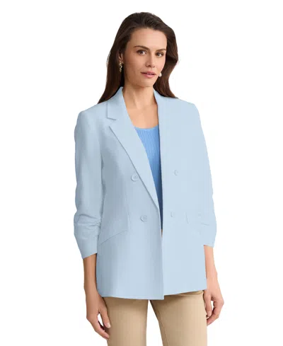 Jones New York Petite Notch Collar Jacket In Blue