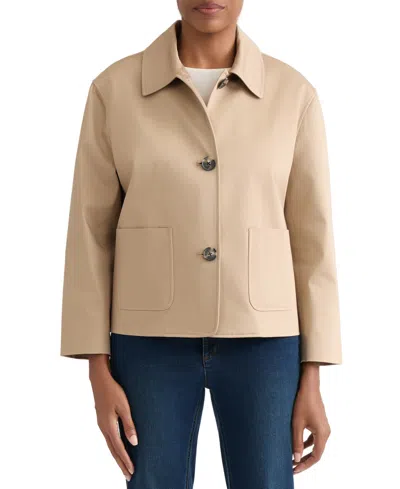 Jones New York Petite Notch Collar Three-button Front Jacket In Neutral