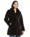 Jones New York Petite Notched-collar Faux-fur Coat In Brown