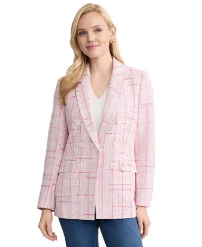 Jones New York Petite One Button Notch Collar Jacket In Pink