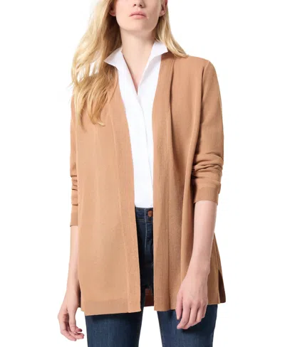 Jones New York Petite Open-front Long-sleeve Cardigan In Caramel