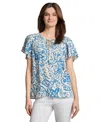 Jones New York Tie-front Top In Blue