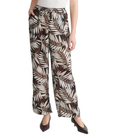 Jones New York Petite Palm Printed Wide-leg Pull-on Pants In Multi