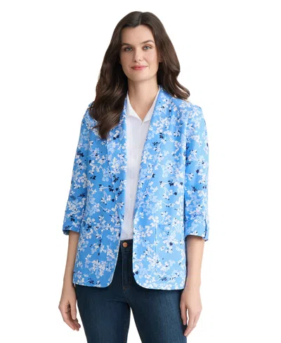Jones New York Petite Patch Pocket Jacket In Blue