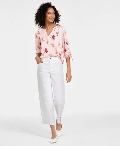 Jones New York Petite Patch-pocket Wide-leg Pants In Soft White