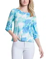 Jones New York Puff Cuff Basic Top In Blue