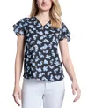 Jones New York Mixed Media Flutter Sleeve Top In Jones Black Multi
