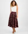 Jones New York Petite Printed Midi Skirt In Brown