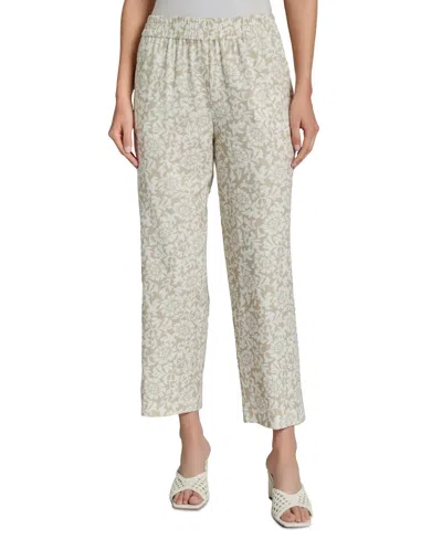 Jones New York Petite Printed Pull-on Cropped Pants In Natural Stone