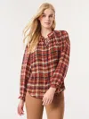 Jones New York Women's Printed Tie-neck Ruffled-neck Peasant Blouse In Multi