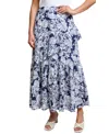Jones New York Petite Printed Ruffled Maxi Skirt In Blue