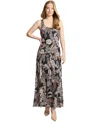 Jones New York Womens Printed Round Neck Sleeveless Chiffon Dress Xs Pxl In Black
