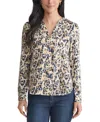 Jones New York Petite Printed Utility Blouse In Multi