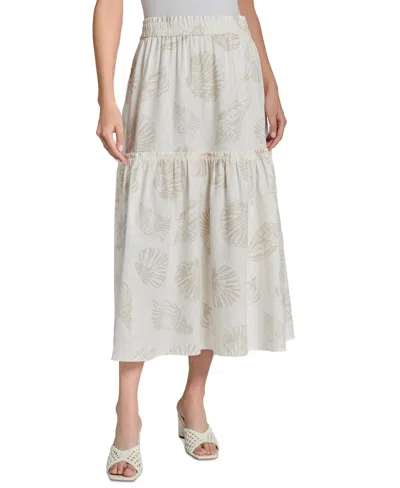 Jones New York Petite Pull-on Tiered Midi Skirt In Jones White