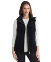 Jones New York Petite Quilted Sleeveless Vest Jacket In Black