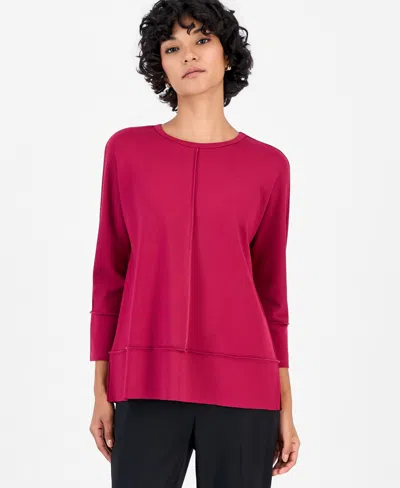 Jones New York Petite Serenity Dolman 3/4-sleeve Tunic In Red