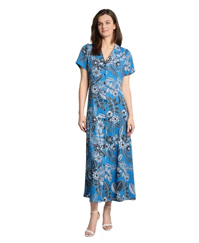 Jones New York Petite Short Sleeve Maxi Shirt Dress