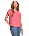 Jones New York Button Detail Top In Brght Pink