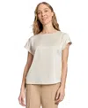 Jones New York Petite Side-buttoned Dolman-sleeve Top In White