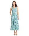 Jones New York Petite Side-slit Printed Ruffle Dress