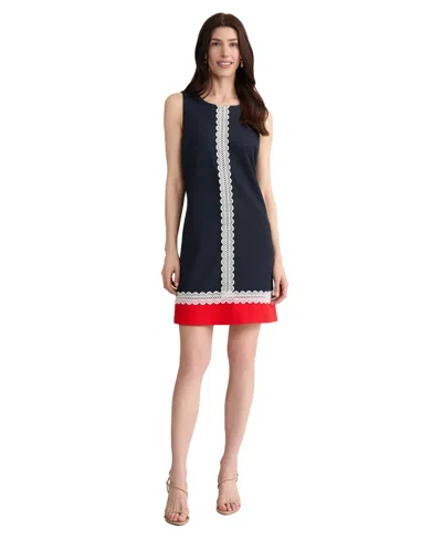 Jones New York Petite Sleeveless Round Neck Short Dress In Multi