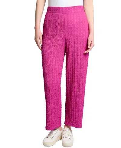 Jones New York Petite Textured Pull-on Wide-leg Pants In Pink