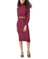 Jones New York Belted Turtleneck Sweater Dress In Bordeaux