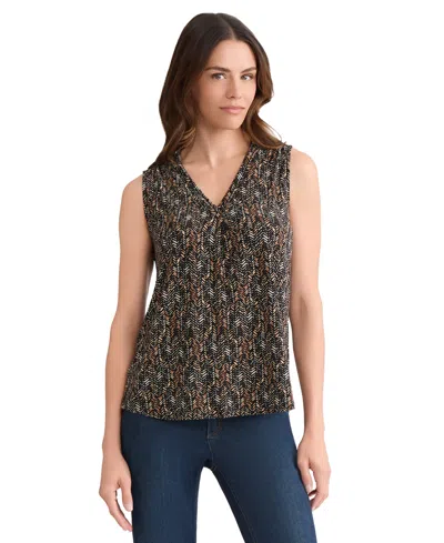 Jones New York Petite V-neck Pull-on Top In Brown
