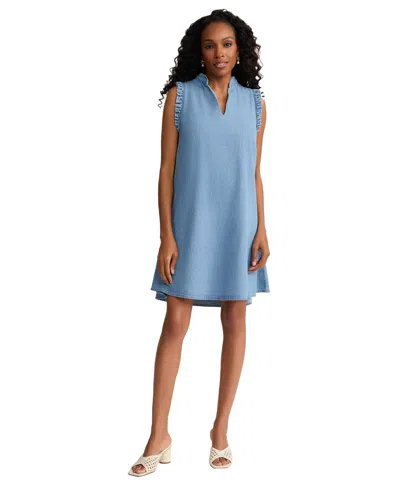Jones New York Petite V-neck Trapeze Short Dress In Green