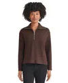 Jones New York Petite Zip Front Long Sleeve Top In Burgundy