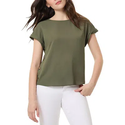 Jones New York Petites Womens Button Polyester Blouse In Multi