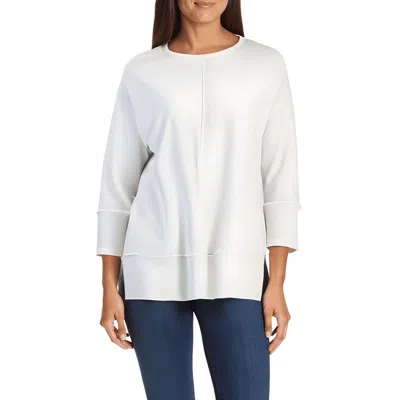 Jones New York Petites Womens Crewneck Long Sleeve Pullover Top In White