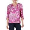 Jones New York Petites Womens Printed Chiffon Blouse