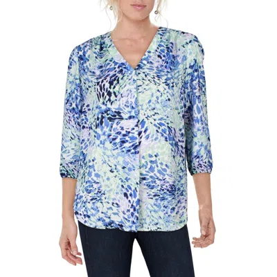 Jones New York Petites Womens Printed Chiffon Tunic Top