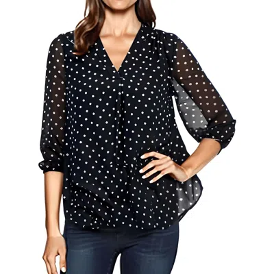 Jones New York Petites Womens Printed Chiffon Tunic Top