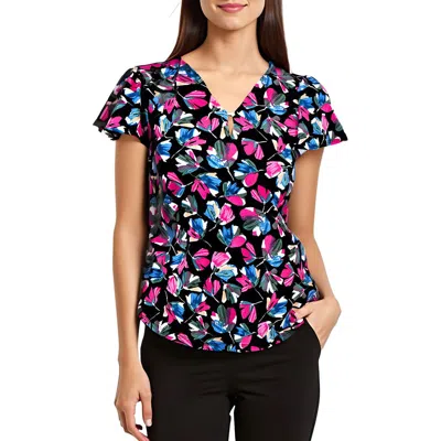 Jones New York Petites Womens Printed Crepe Blouse