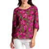 Jones New York Petites Womens Printed Crepe Pullover Top In Green