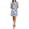 Jones New York Petites Womens Printed Linen Shift Dress