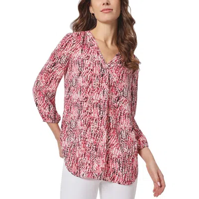 Jones New York Petites Womens Printed Polyester Blouse In Red