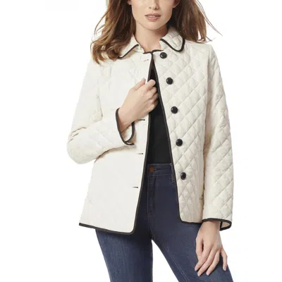 Jones New York Petites Womens Quilted Polyester Quilted Coat In Neutral