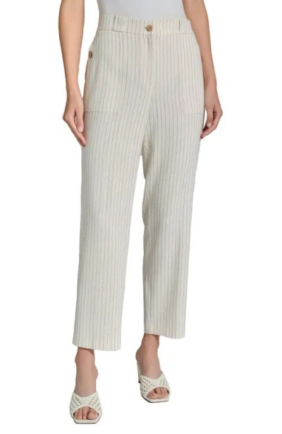 Jones New York Pinstripe High Waist Straight Leg Pants In Jones White Multi
