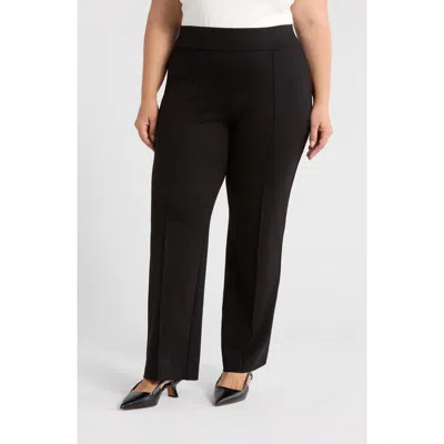 Jones New York Pintuck Pull-on Straight Leg Pants In Black