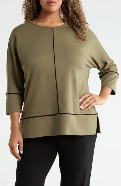Jones New York Piped Dolman Sleeve Tunic In Green